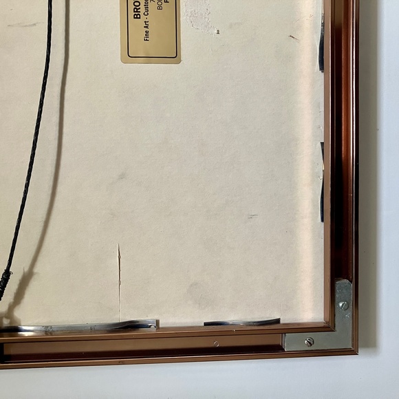 Vintage copper rectangular picture frame oatmeal canvas matting - Picture 9 of 13